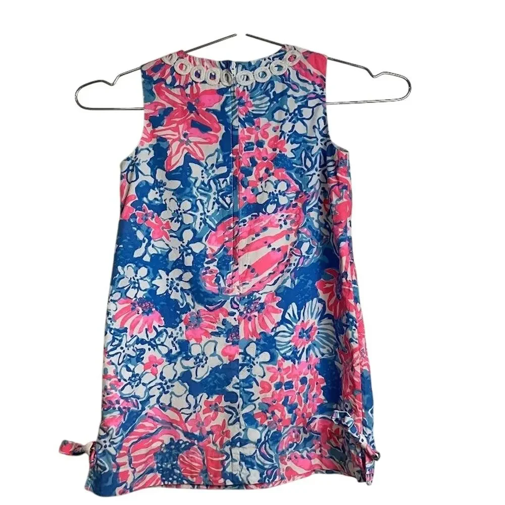 Lilly Pulitzer Girls Dress Tropical Bay Blue Pop Pop Glow Shift Dress Size 6